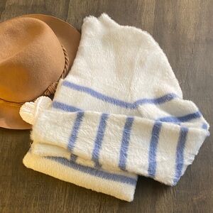 Bailey 44 Light Blue Striped Fuzzy Scarf